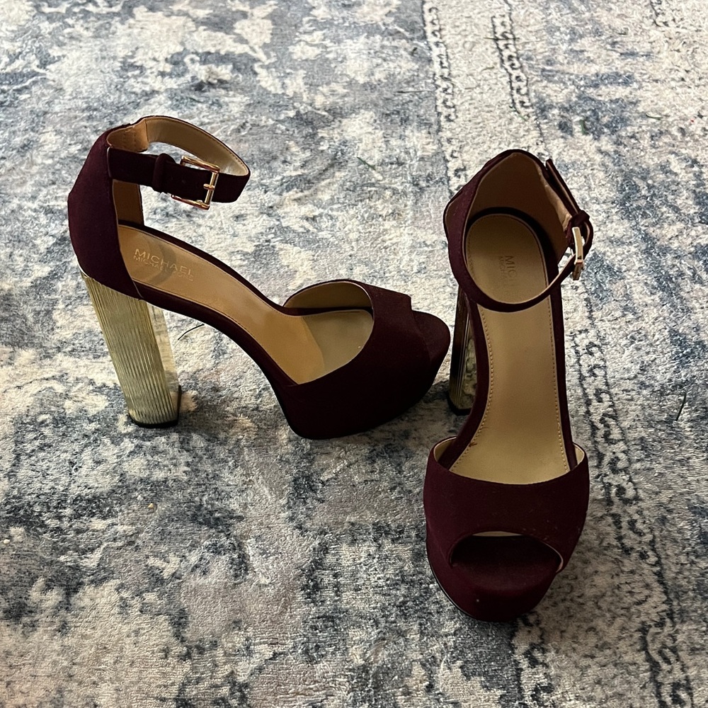 Michael Kors Maroon Peep Toe Heels
